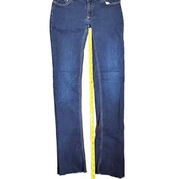 Zara Womens Denim Jeans Medium Rise Skinny Distress Hem Blue Wash 39 - Picture 9 of 10
